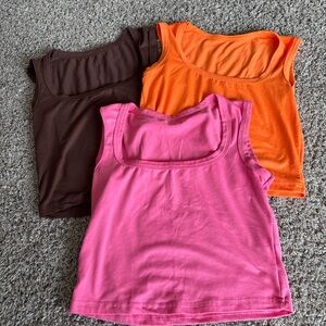 SHEIN Brown, Orange, and Pink Tank Tops
